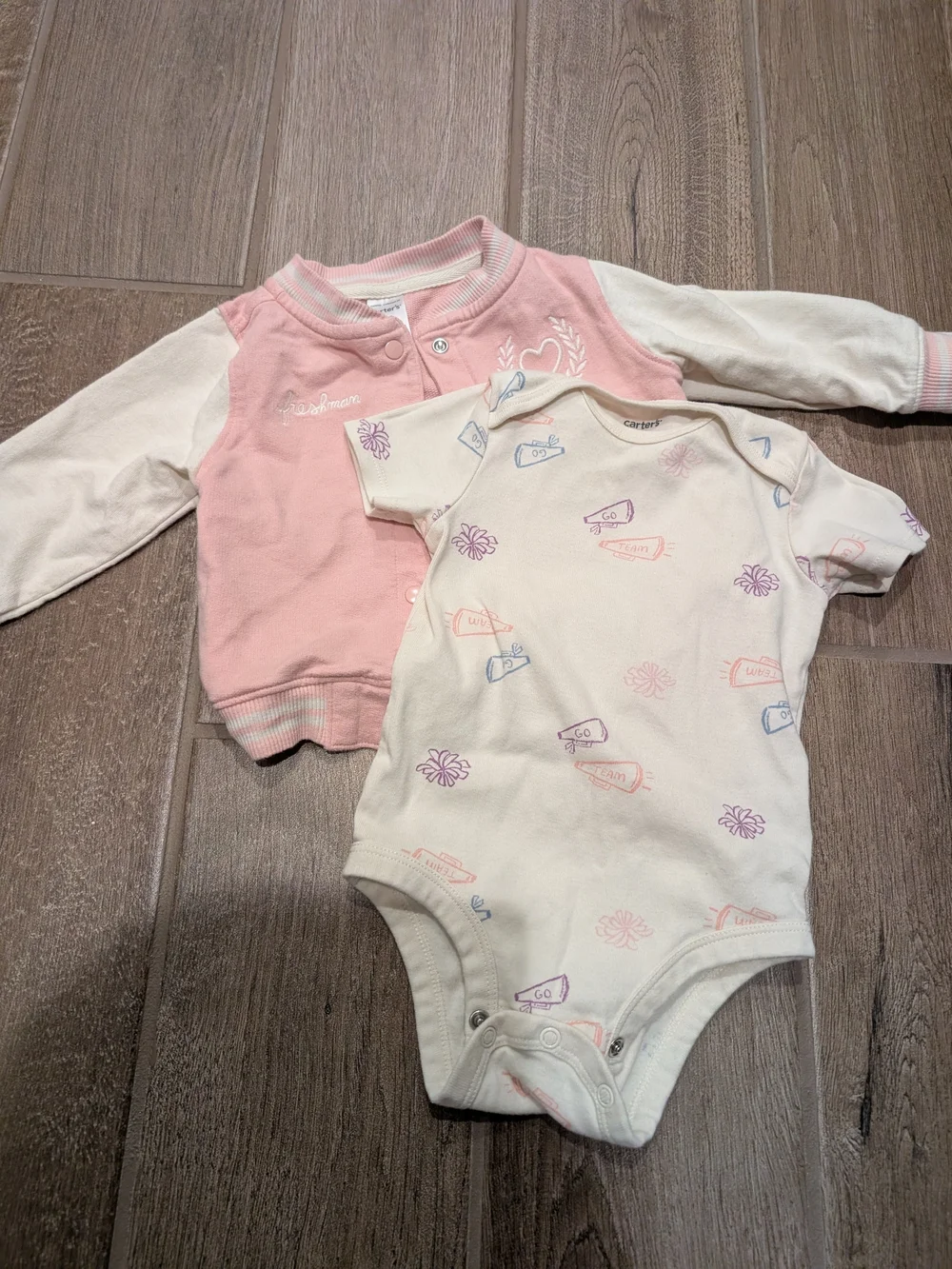 Carter's Pink Jacket and Cream Printed Bodysuit Set